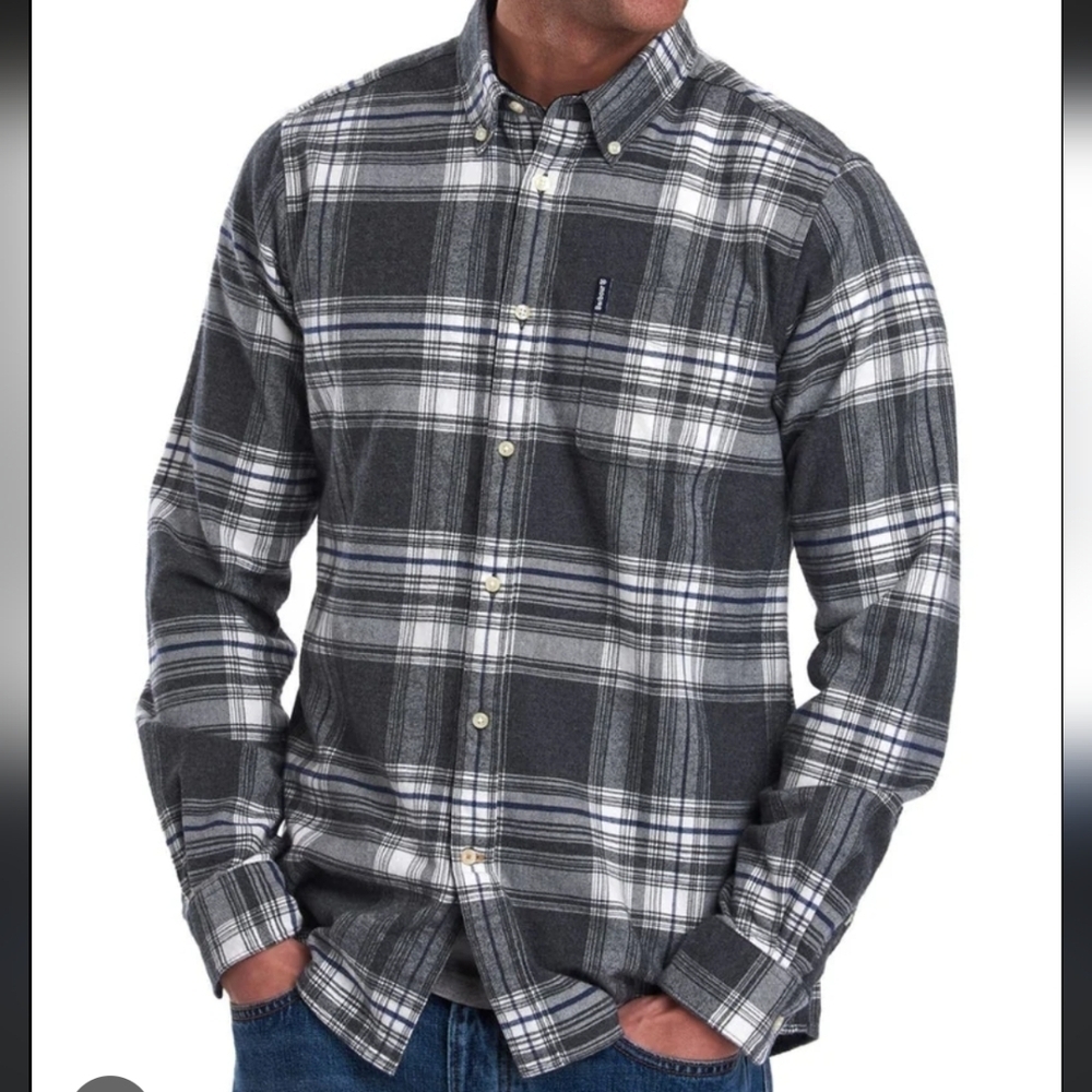Barbour Men's Gray Plaid Shirt